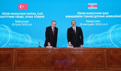 Cumhurbaşkanı Erdoğan ile Aliyev, Iğdır-Nahçıvan Doğal Gaz Boru Hattı’nın Temelini Attı