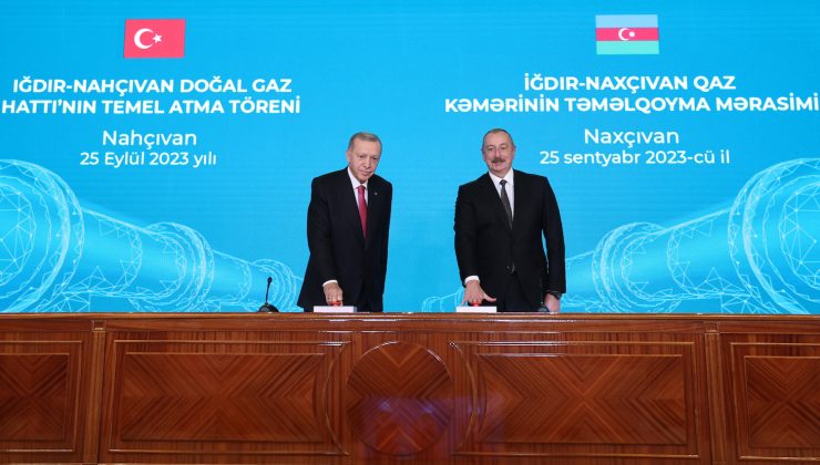 Cumhurbaşkanı Erdoğan ile Aliyev, Iğdır-Nahçıvan Doğal Gaz Boru Hattı’nın Temelini Attı