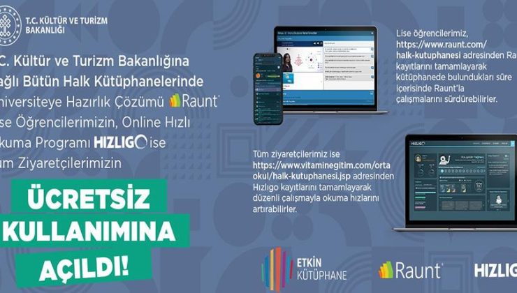 Yapay Zeka Desteği ile hazırlanan “RAUNT” ve “HIZLIGO” Halk Kütüphanelerinde Ücretsiz