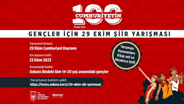 Ankara Büyükşehirden Cumhuriyetin 100. Yılına Özel Şiir Yarışması